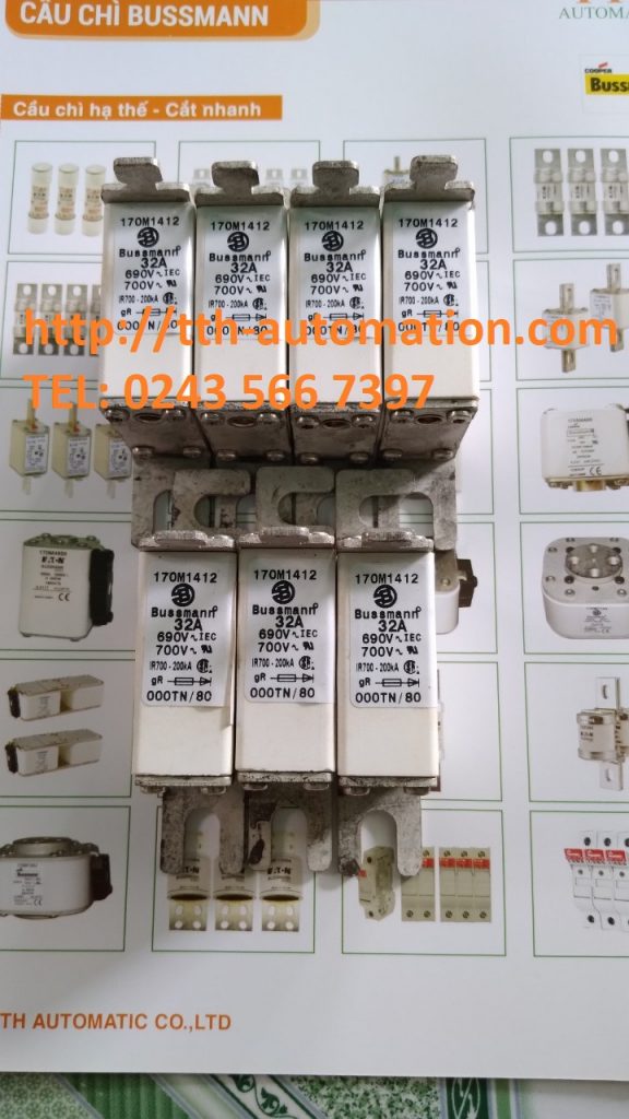 PHÂN BIỆT VÀ NHẬN BIẾT CÁC LOẠI CẦU CHÌ 8 Cầu chì Bussmann 170M1412 bảo vệ thiết bị bán dẫn cắt nhanh, chuyên dùng trong công nghiệp