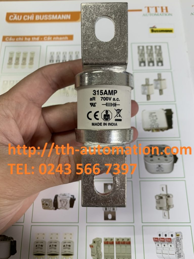 PHÂN BIỆT VÀ NHẬN BIẾT CÁC LOẠI CẦU CHÌ 7 Cầu chì Bussmann 315AMP bảo vệ thiết bị bán dẫn cắt nhanh, chuyên dùng trong công nghiệp