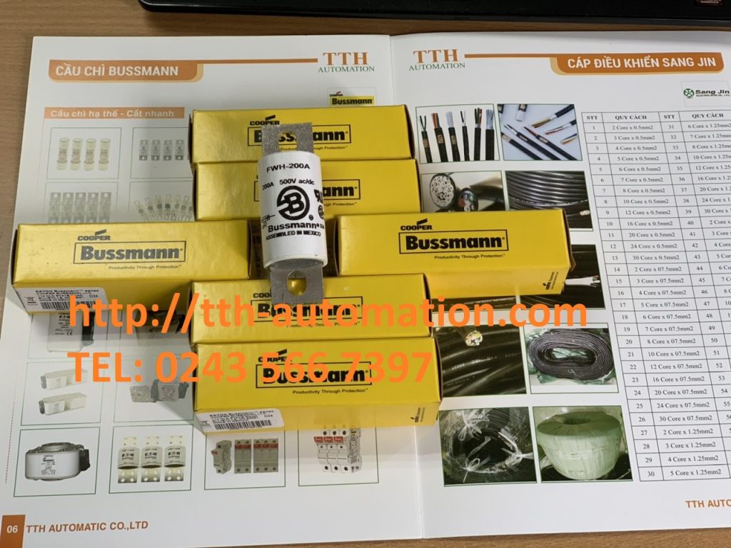 PHÂN BIỆT VÀ NHẬN BIẾT CÁC LOẠI CẦU CHÌ 6 Cầu chì Bussmann FWH-200A bảo vệ thiết bị bán dẫn cắt nhanh, chuyên dùng trong công nghiệp