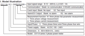 Đồng hồ đo công suất RS485 D311A-9-3WR2S28B Toky 1 Chon ma D311 dong ho do cong suat
