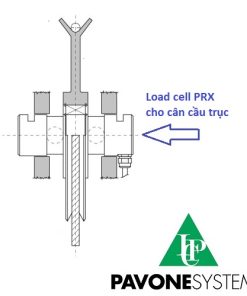 LOAD CELL CẢM BIẾN TRỌNG LƯỢNG PAVONE PRX-7.5T 3 Sơ đồ nguyên lý lắp đặt load cell PRX Pavone trong hệ thống cân cầu trục, thể hiện vị trí cảm biến lực chính xác.